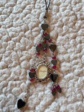 Cell Phone Charm Picture Frame Heart Beaded Purse Charm Y2K